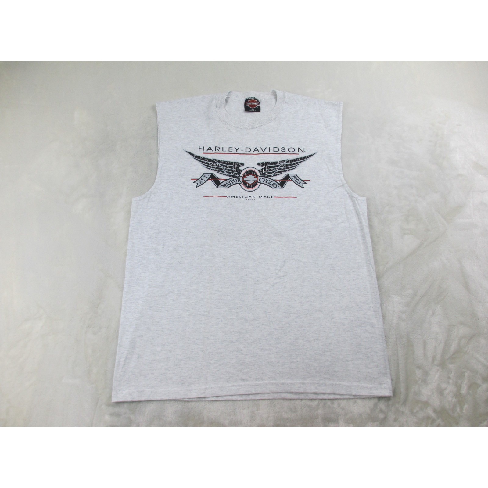 Vintage Harley Davidson Shirt Mens Extra Large Gray Black Hills Sleeveless 90s*
